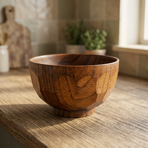BS INTERNATIONAL Bol de service vintage en bois d'acacia poli avec revêtement laqué, écologique et sans danger pour les aliments, 0,2 kg - Product Image 1