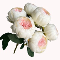 Fleurs de pivoine artificielles en vrac, 7 têtes, toucher réel, en soie, pour bouquet de mariage, centre de table, blanc, rose, violet, champagne, décoration intérieure