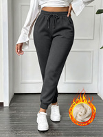 Pantalon de jogging thermique pour femme, doublé polaire, coupe ample, avec cordon de serrage et revers côtelés, pour usage quotidien, vente en gros