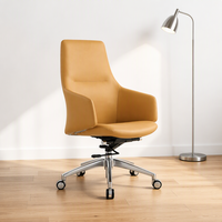 Chaise pivotante en cuir PU durable au design moderne pour bureau, bureau à domicile et atelier, hauteur réglable et fonction d'inclinaison