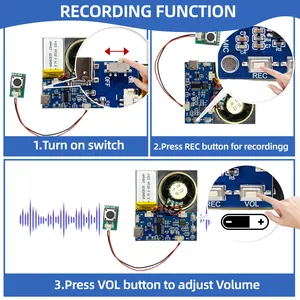 스피커가 있는 푸시 버튼/광 센서 활성화 사운드 모듈, DIY 사운드 제품용 녹음 가능한 사운드 모듈