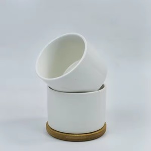 Vasi per Fiori in Ceramica Stile Occidentale Personalizzabili con Logo, Mini Fioriere con Vassoio in Bambù, Vendita all'Ingrosso - Product Image 3