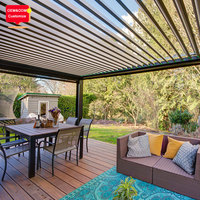 3x7m 6x4m OEM Açık Hava Pergola Motorlu Ayarlanabilir Panjurlu Alüminyum Biyoklimatik Kamelya Çatı Pergola, Arka Bahçe Oazisi için