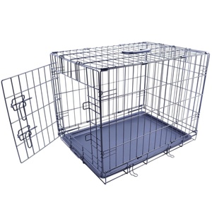24x16.7x19インチ耐久性のあるダブルドア犬ケージ折りたたみ式金属ワイヤー犬用クレートトレイ付き溶接ペット犬用ケージフェンス - Product Image 1