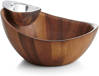 Grand saladier de luxe unique en bois d'acacia écologique pour la cuisine, les dîners, les soupes, les salades et les fruits, idéal pour les fêtes