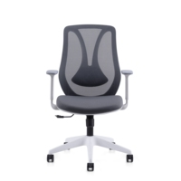 Chaise de bureau ergonomique moderne en tissu maillé avec accoudoirs fixes, pivotante, hauteur réglable, dossier respirant en maille - Usage commercial