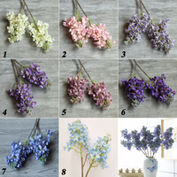Arrangements floraux en gros, 2 tiges de fleurs artificielles au toucher réel, lilas bleu, violet, rose, pour décoration de mariage, centres de table