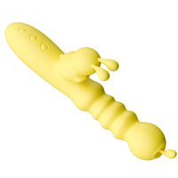 Beheizbarer Teleskop-Doppelmotor-Vibrator mit 10 Frequenzen, wasserdicht, rotierend, für Klitoris- und G-Punkt-Stimulation, USB, für Frauen