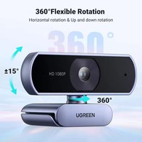 CM678 UGREEN Webcam Mikrofon Rotasi 360 Derajat Full 1080P HD USB Kamera Web FOV Peredam Kebisingan untuk Streaming