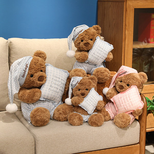 Super Cute Sleepwear Boa noite <span class=keywords><strong>Teddy</strong></span> <span class=keywords><strong>Bear</strong></span> Boneca Brinquedo De Pelúcia Dormir Travesseiro Urso Presente De Aniversário