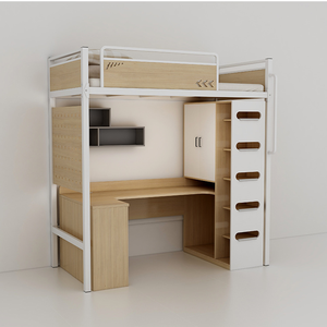 <span class=keywords><strong>Lit</strong></span> superposé <span class=keywords><strong>en</strong></span> fer pour adultes <span class=keywords><strong>avec</strong></span> <span class=keywords><strong>bureau</strong></span> intégré au-dessus et <span class=keywords><strong>lit</strong></span> <span class=keywords><strong>en</strong></span> <span class=keywords><strong>dessous</strong></span>, intégré à des étagères, <span class=keywords><strong>lit</strong></span> simple pour dortoirs du personnel et étudiants - Product Image 2
