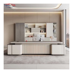 Bureau de direction rectangulaire avec construction en panneaux haute densité, finition peinture lisse et rangement latéral - Product Image 3