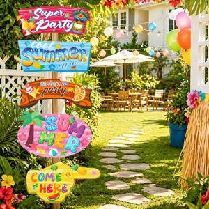 10 Piezas de Letreros de Papel con Temática Tropical Hawaiana para Decoración de Fiestas, con Pegamento de Puntos, para Fiestas de Verano en la Playa, <span class=keywords><strong>Aloha</strong></span> Tiki - Product Image 3
