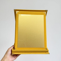 Plaque de certification en bois avec impression personnalisée, plaquée or, velours jaune, MH-T107
