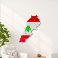 Décoration murale islamique Pafu, carte du Liban en bois, décoration murale du Ramadan, décoration murale de la carte du Liban