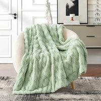 Plaid en fausse fourrure ultra doux et moelleux, cadeau d'hiver pour femme, vert sauge, design bohème moderne, 50x60 pouces, en nylon Mica, pour lit et canapé