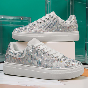 Chaussures de marche compensées respirantes antidérapantes pour femmes avec strass et cristaux, baskets de soirée décontractées et élégantes - Product Image 4