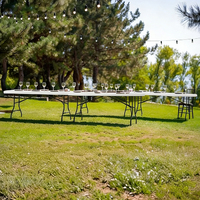 Table pliante blanche de 6 pieds, robuste, en plastique, portable, pour la restauration en plein air, les mariages, directement de l'usine
