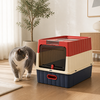 Bac à litière fermé pour chat, moderne et simple, anti-éclaboussures, grande litière pour chat à parois hautes, amovible, facile à nettoyer, pour animaux de compagnie d'intérieur