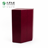 Boîte cadeau pour vin personnalisée à double porte en MDF, emballage de bouteille de vin, boîte de présentation de vin octogonale de luxe, finition mate faite à la main