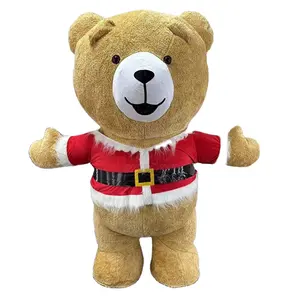 新设计圣诞充气泰迪熊吉祥物服装大卡通角色扮演行走动物