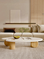Table basse en bois irrégulière de style crème Table basse en bois créative et irrégulière de style moderne Wabi Sabi