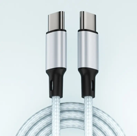 Cable de Carga y Transferencia de Datos USB C Macho a USB C Macho de 2 Metros, 60 W, 20 V, 3 A, con Trenzado de Nailon para Cargador de Teléfono Apple y Google