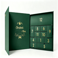 Calendario dell'Avvento Natalizio di Alta Gamma con Logo Personalizzato, Scatola Rigida in Cartone Opaco Riciclabile con Chiusura Magnetica e Nastro per Regali e Cosmetici