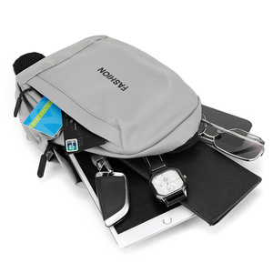 Sac de poitrine pour hommes, grande capacité, léger, sac à bandoulière décontracté, sac à dos pour tenues de tous les jours, gris noir - Product Image 3