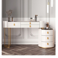 Meuble de chambre moderne avec rangement, coiffeuse intelligente en bois massif avec chargement sans fil, Bluetooth et éclairage LED