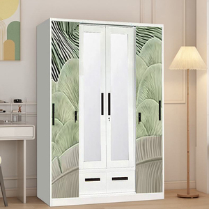 Armadio scorrevole salvaspazio di design cinese moderno, molto venduto, con motivo artistico astratto, in acciaio, per camera da letto, ideale per appartamenti e ville - Product Image 2