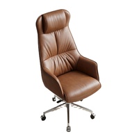 Chaise de bureau de luxe pour PDG, dossier haut, cuir PU marron, ergonomique, pivotante, réglable, chaise de bureau de direction moderne