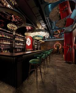 Luxury <b>Bar</b> & Nightclub Interior Design | Marble Counter with <b>LED</b> <b>Lights</b> for Lounge & Pub Coffee Shop Decoration - Product Image 3