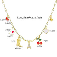 Gouden Letter Fruit Ketting Zinklegering 14K Trendy Party Zomer Strand Schelp ZeeSter Surfen Sleutelbeen Schakelketting Bohemian