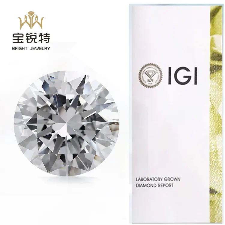 Gia Lab เพชรที่โตแล้ว0.01-2กะรัต Vs1สังเคราะห์ CVD ห้องปฏิบัติการเพชร IGI HPHT ทรงหลวมเพชร