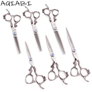 Barber Scissors 5.5 "6" 7 "JP 440C Hair Cutting Scissors Professional Thinning Shears Hairdressing Scissors Dragon Handle A9100