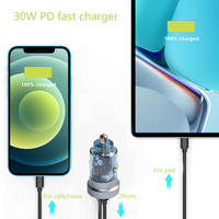 Adaptor Charger Mobil Ponsel Mini Portabel Kristal Grosir Kustom PD 30W Tipe C Pengisian Cepat untuk iPhone Samsung