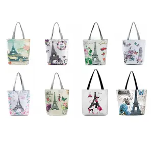 Custom printing women handbag eiffel tower paris france souvenir tote bag