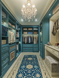 Mueble de Dormitorio Independiente en Forma de U, Color Azul Real Francés, con Tocador y Almacenamiento Hechos a <span class=keywords><strong>Mano</strong></span> - Product Image 6