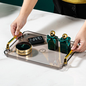 Light Luxury European-style Household Tea Cup and Water Cup <strong>Rectangular</strong> Tray, Beauty Salon Tea Tray, <strong>Plastic</strong> Handle <strong>Plate</strong> - Product Image 4