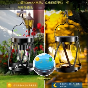 Xinhuiyuan <b>Solar</b> Garden <b>Lantern</b> Warm Light <b>Outdoor</b> Clip Light 50W Wrought Iron Design Landscape Lighting - Product Image 4