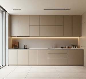 Petite armoire de cuisine en bois massif avec plan de travail en pierre de quartz et évier en acier inoxydable pour un usage domestique, armoires de cuisine minimalistes - Product Image 4