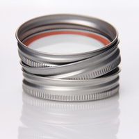 Couvercles et bandes de canotage en acier inoxydable, pour bocaux à bouche régulière, stockage étanche, couvertures et anneaux, disque avec joints en Silicone