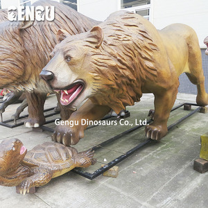 Estatua de jardín de animatron De León de tamaño real, estatua de acero para interiores/exteriores para aeropuerto, Parque educativo de trampolín, Parque Deportivo - Product Image 5