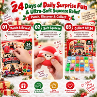 Calendrier de l'Avent de Noël 24 Jours : Jouet Squishy Mystère en Forme de Dumpling, Ensemble de 24 Mini Mochi Fidget pour Boîte Personnalisée à Faible MOQ