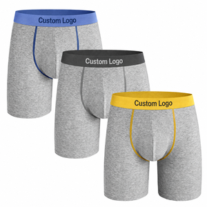 OEM Underwear Custom Logo Long Leg Cotton Contrast Inner Lining Waistband Sustainable REACH Certified <strong>Men's</strong> Briefs &amp; <strong>Boxers</strong> - Product Image 2