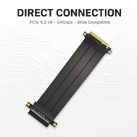 Cable Riser PCIe 4.0 X8 de 180 Grados, 64 Gbps, Cable de Extensión para GPU de Alta Velocidad, Conector Recto Flexible Blindado, Montaje Horizontal