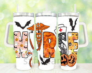 Vasos Térmicos Personalizados de Acero Inoxidable de Doble Pared de 40 oz con Asa y Pajita para el Día de la Enfermera, Vasos para Café al por Mayor - Product Image 6