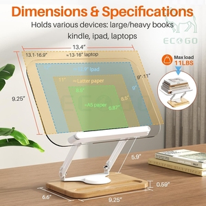 <span class=keywords><strong>Support</strong></span> d'affichage <span class=keywords><strong>pour</strong></span> ordinateur portable et téléphone, plateau de rangement <span class=keywords><strong>pour</strong></span> stylos, <span class=keywords><strong>support</strong></span> de lecture en bois de bambou avec pince <span class=keywords><strong>pour</strong></span> livre - Product Image 2