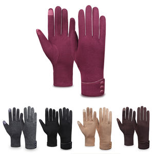 Guanti portatili da donna in Cashmere da esterno alla moda per donna guanti Touch Screen in velluto inverno caldi lunghi guanti neri - Product Image 3